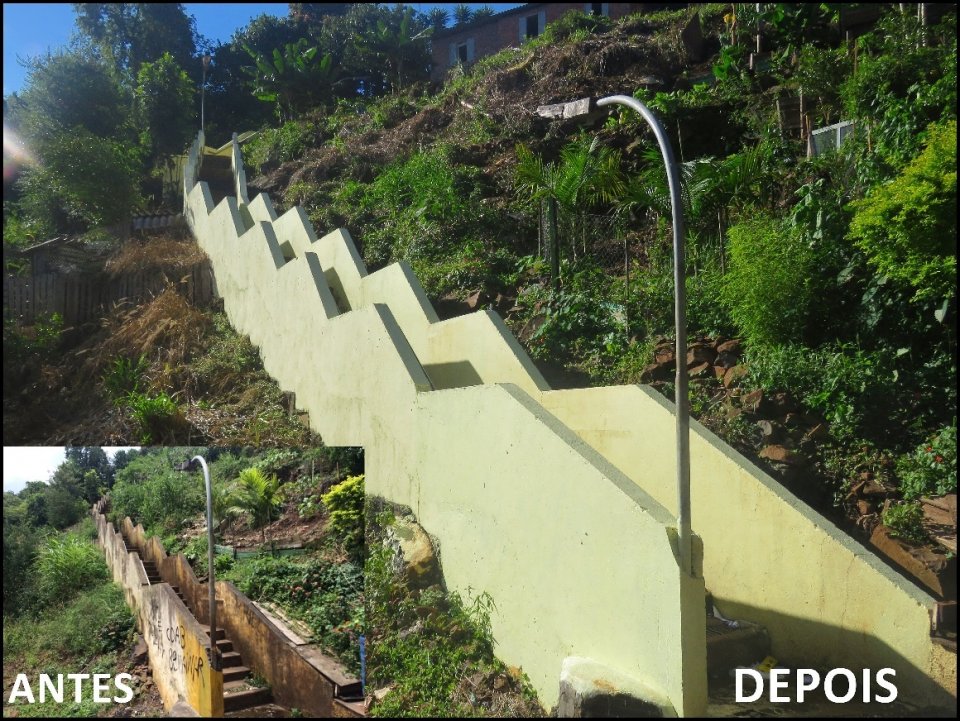 Associação de moradores e voluntários do amigo energia revitalizam escadaria em Herval d'Oeste-SC