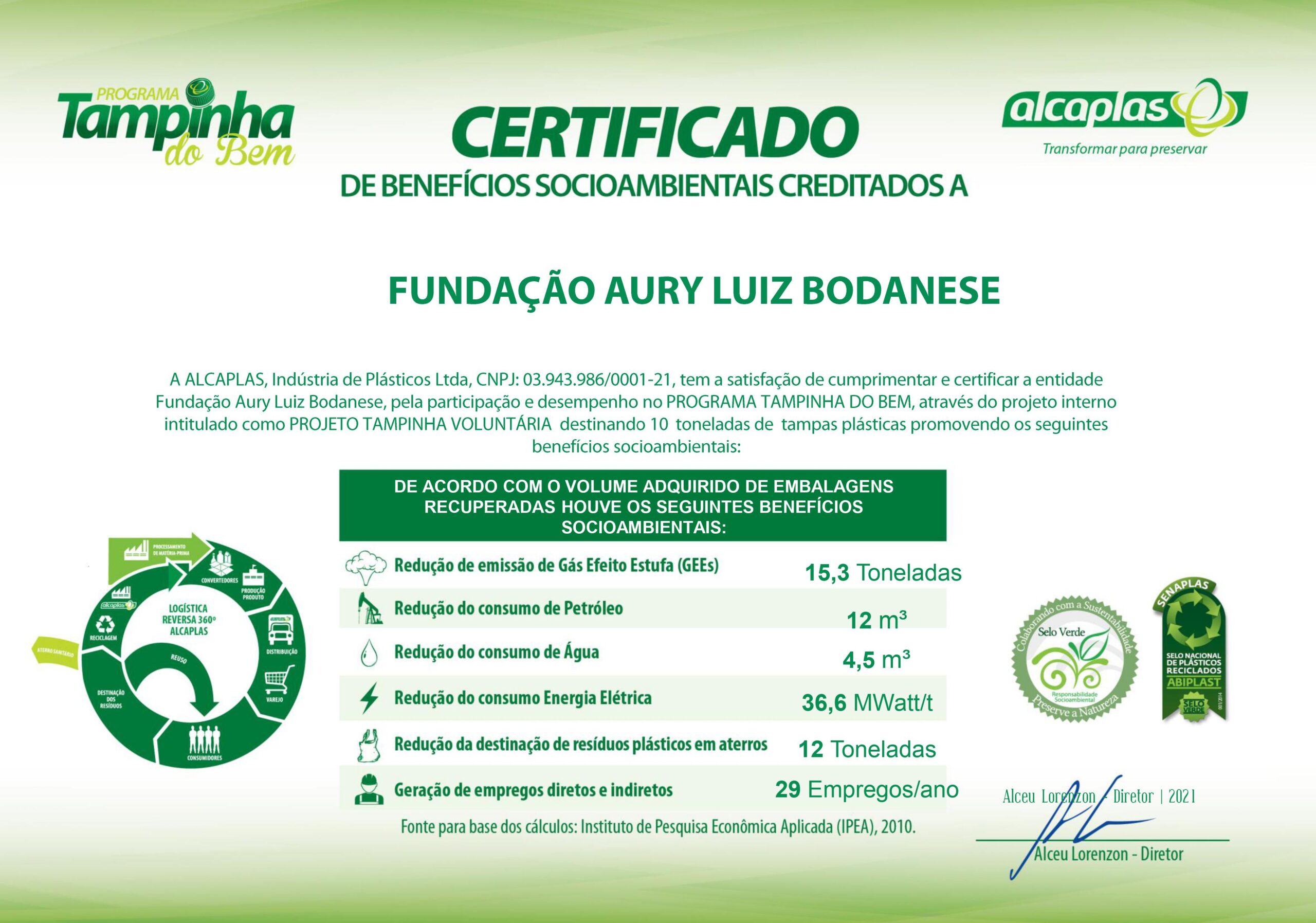 FALB recebe certificação da Alcaplas